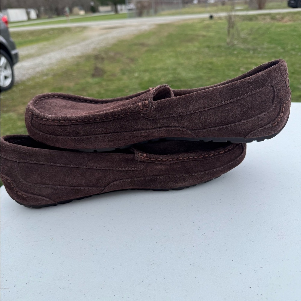 UGG MEN'S BROWN LEATHER SUEDE SLIP-ON LOAFERS DRIVING SHOES SIZE: 12 ascot - Picture 10 of 10